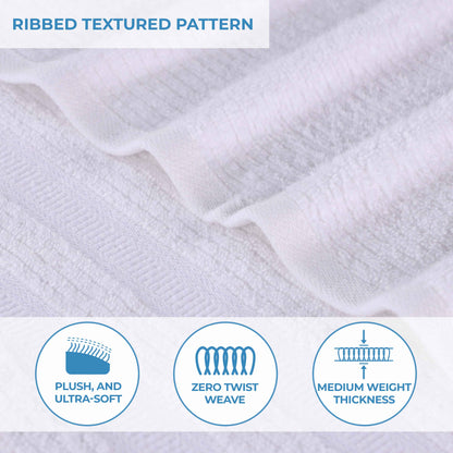 Zero Twist Cotton Ribbed Geometric Border Plush 9 Piece Towel Set - Blue Nile Mills