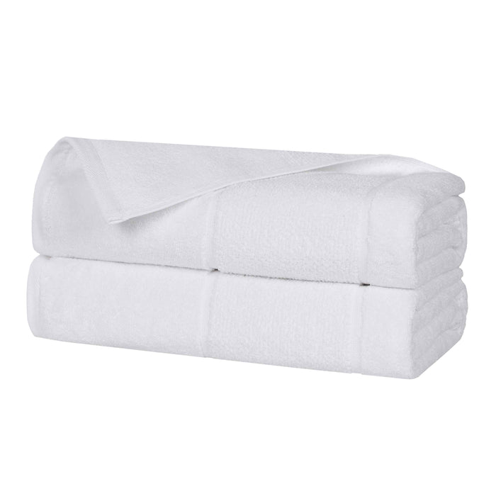 Mile Smart Twist Cotton Solid Broad Border Bath Sheets, Set of 2