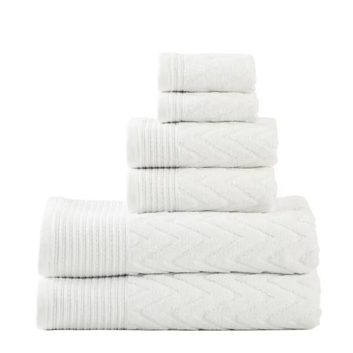 Chevron Cotton 6 Piece Towel Set - White