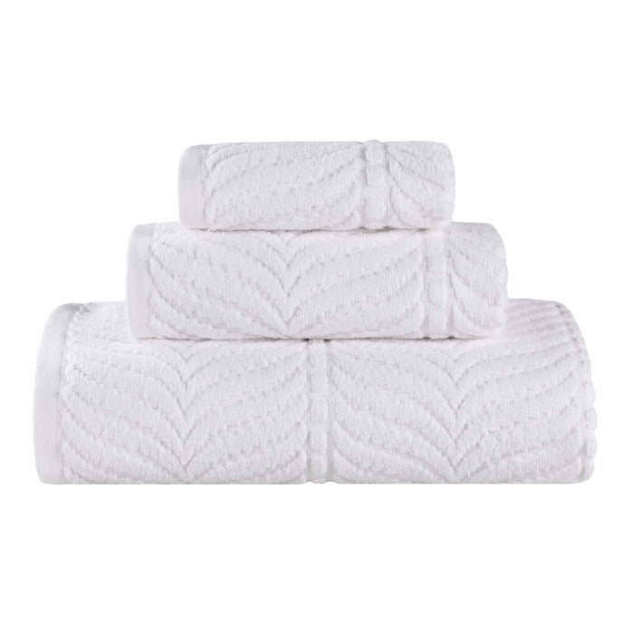 Cotton Chevron Soft Absorbent 3 Piece Jacquard Towel Set