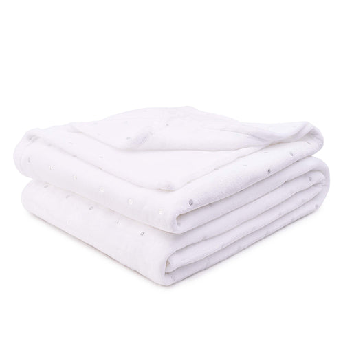 Fleece Plush Medium Weight Fluffy Decorative Blanket Or Throw - White