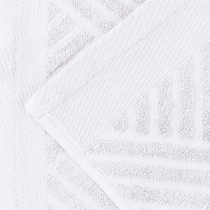 Basketweave Jacquard and Solid 6-Piece Egyptian Cotton Towel Set - White
