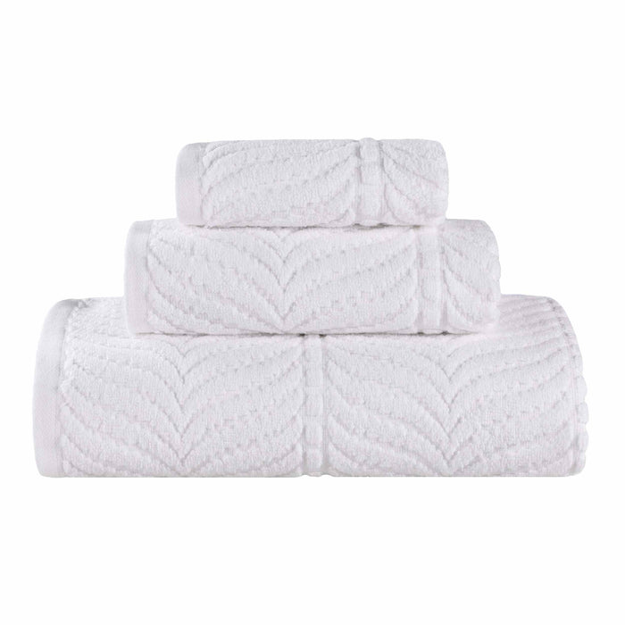 Zero Twist Cotton Elegant Chevron 3 Piece Jacquard Towel Set