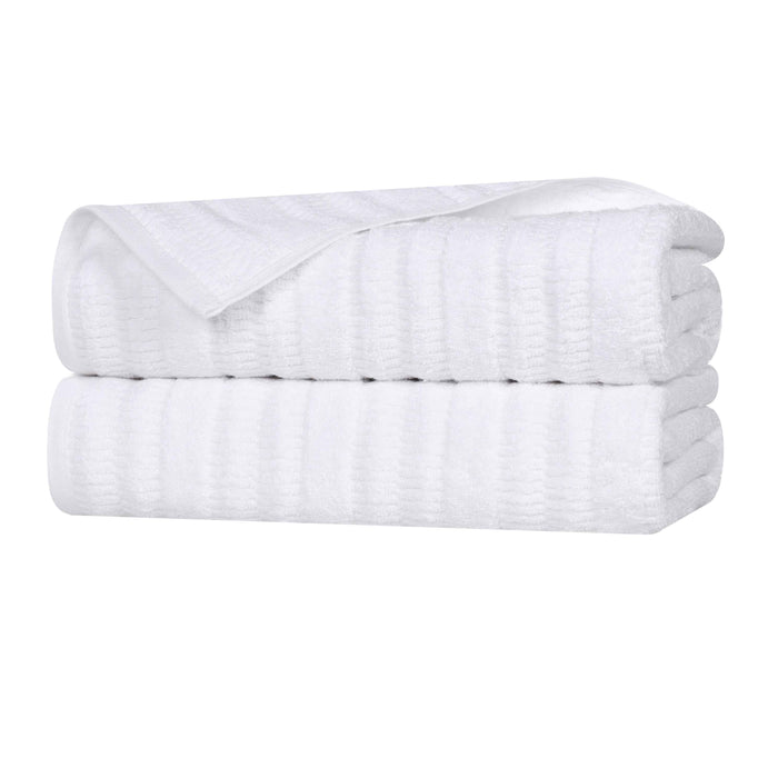 Mika Smart Twist Cotton Solid Vertical Ribbed Bath Sheets, Set of 2