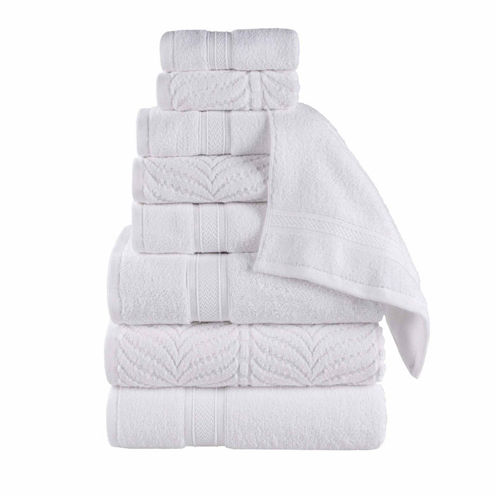 Zero Twist Cotton Solid and Jacquard Elegant Chevron 9 Piece Towel Set