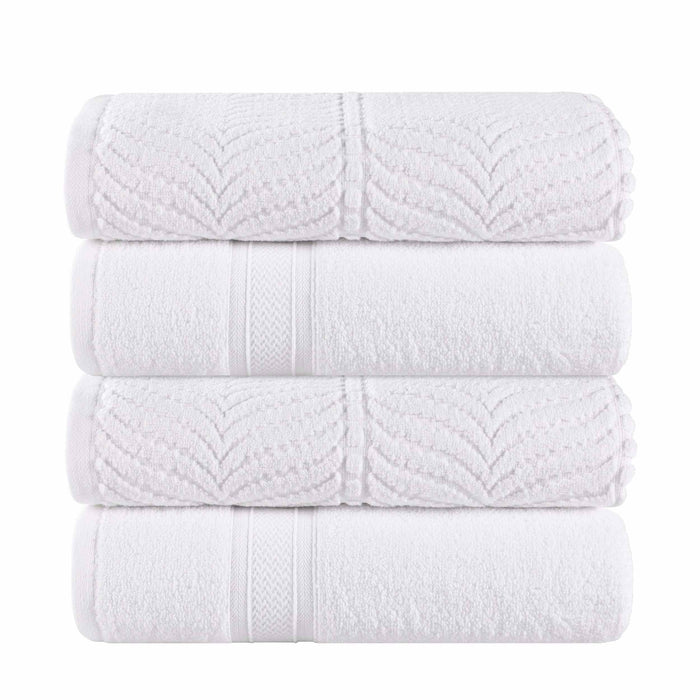 Zero Twist Cotton Solid & Jacquard Elegant Chevron Bath Towel Set of 4