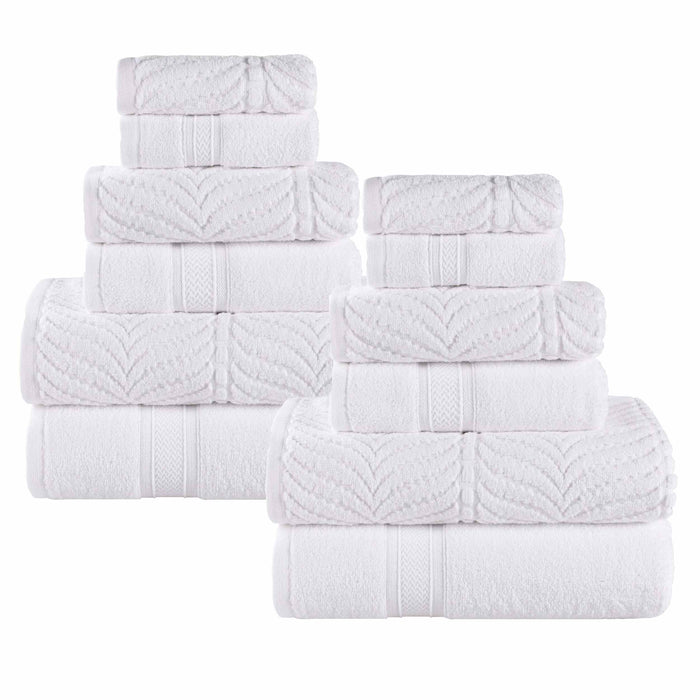 Zero Twist Cotton Solid & Jacquard Elegant Chevron 12 Piece Towel Set