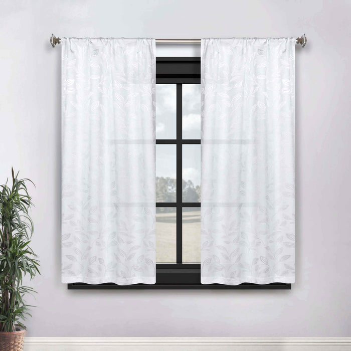 Leaves Rod Pocket Room Darkening Blackout Curtains, Set of 2