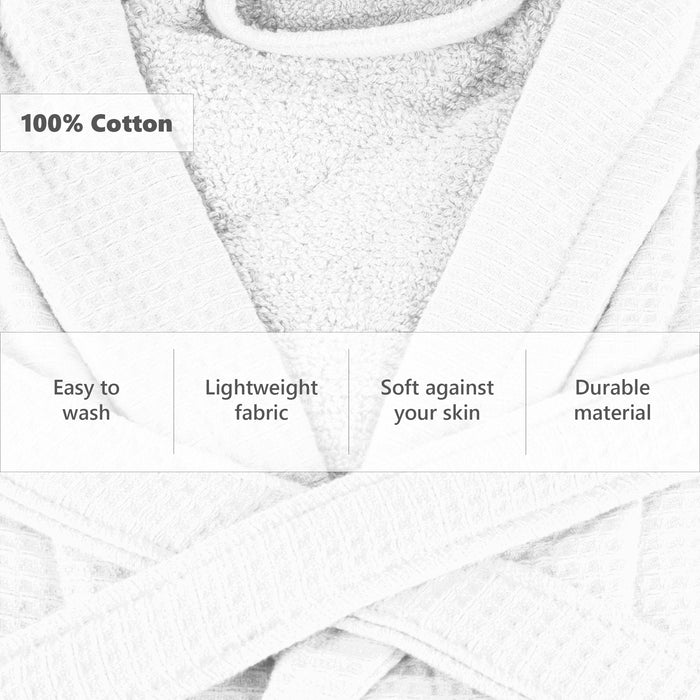 Cotton Bath Robe Waffle Weave Plush Terry Bathrobe