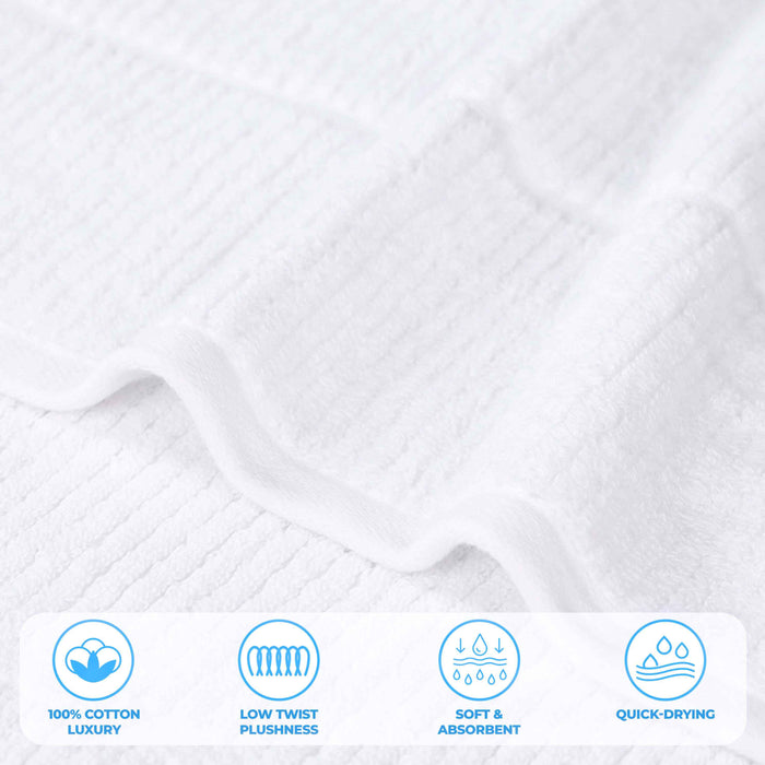 Milo Smart Twist Cotton Solid Ribbed Design 8 Piece Towel Set