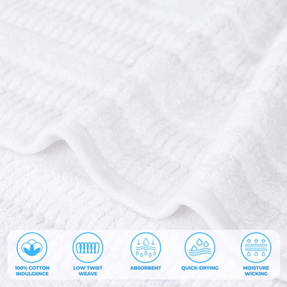 Mika Smart Twist Cotton Solid Vertical Ribbed Bath Towels, Set of 2 - Blue Nile Mills
