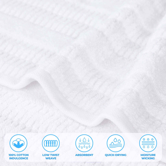 Mika Smart Twist Cotton Solid Vertical Ribbed 3 Piece Towel Set