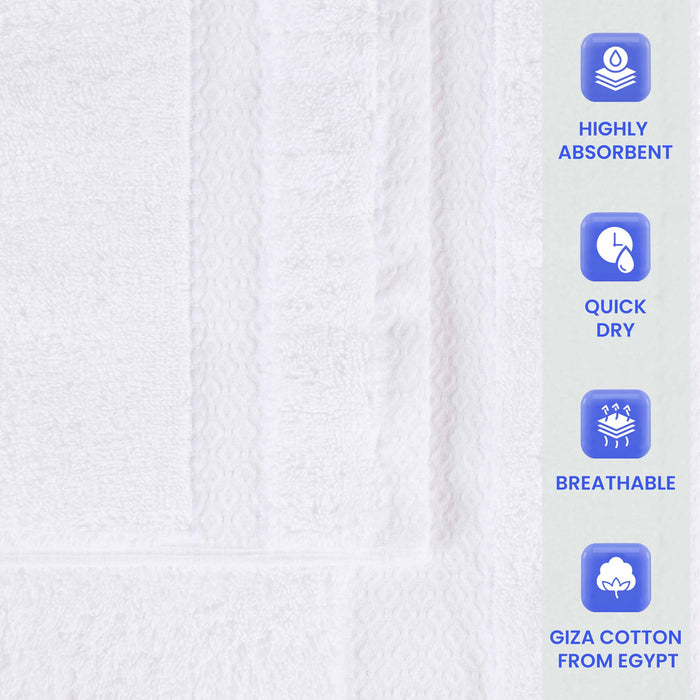 Niles Egypt Produced Giza Cotton Dobby Ultra-Plush 8 Piece Towel Set - White