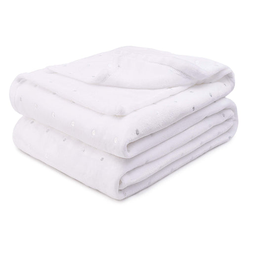 Fleece Plush Medium Weight Fluffy Soft Decorative Blanket - White