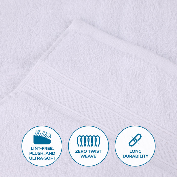 Zero Twist Cotton Elegant Soft Absorbent 3 Piece Solid Towel Set