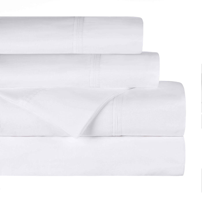 Gina Organic Cotton 300 Thread Count Percale Deep Pocket Bed Sheet Set - White