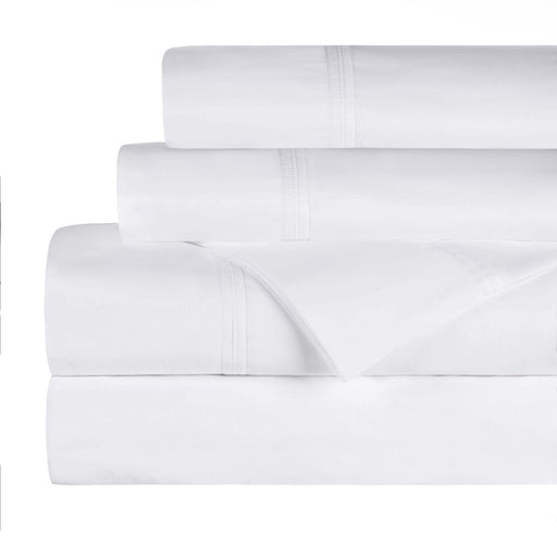 Organic Cotton 300 Thread Count Percale Deep Pocket Bed Sheet Set - White