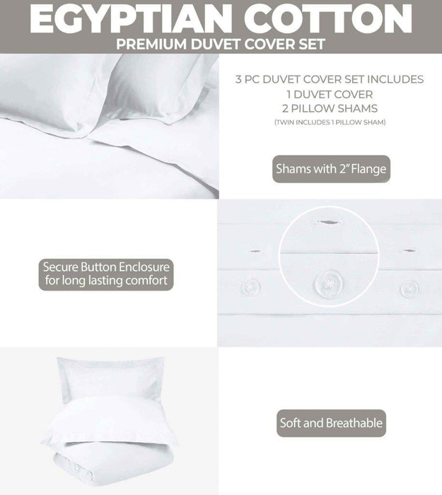 Egyptian Cotton 300 Thread Count Solid Duvet Cover Set