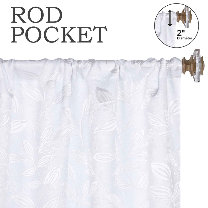 Leaves Rod Pocket Room Darkening Blackout Curtains, Set of 2