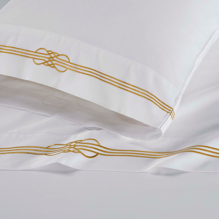 Moonlawn Cotton Gold Embroidered Deep Pocket Bed Sheet Set