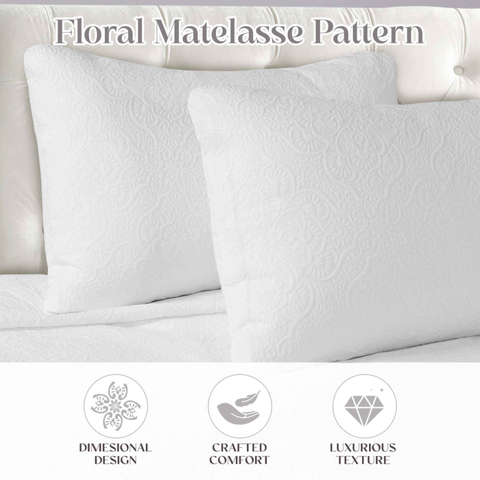 Enzy Medium Weight Floral Matelasse Bedspread and Sham Set