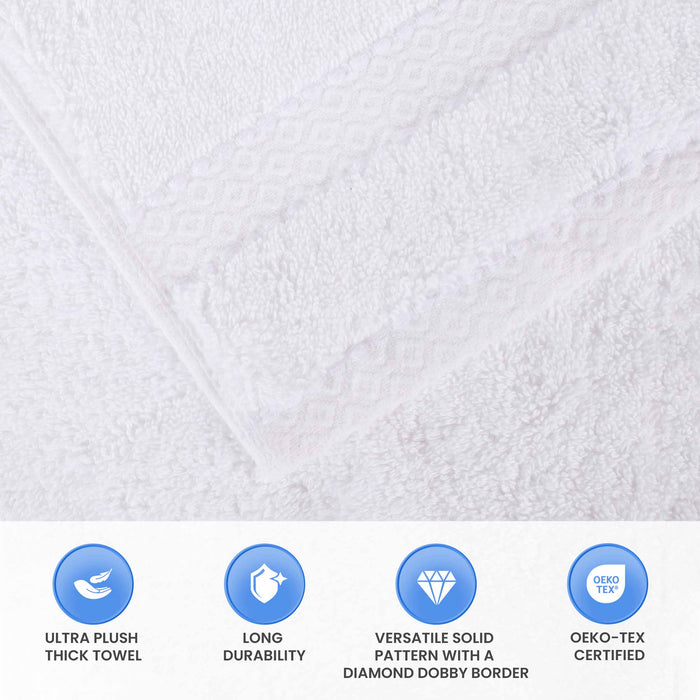 Niles Egypt Produced Giza Cotton Dobby Ultra-Plush 3 Piece Towel Set - White