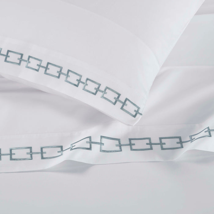 Chain Links Cotton Embroidered Deep Pocket Bed Sheet Set