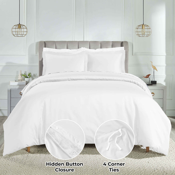 Egyptian Cotton 850 Thread Count Solid Duvet Cover Set - White