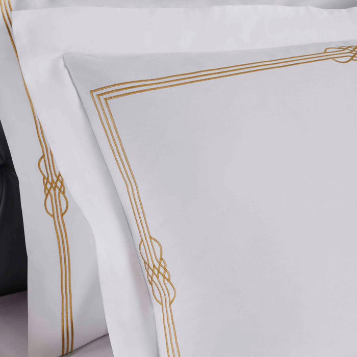 Moonlawn Cotton Gold Embroidered 3-Piece Duvet Cover Set