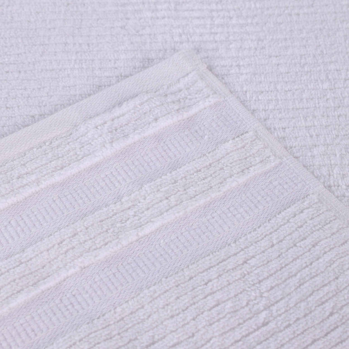 Zero Twist Cotton Ribbed Geometric Border Plush Face Towel Set of 12