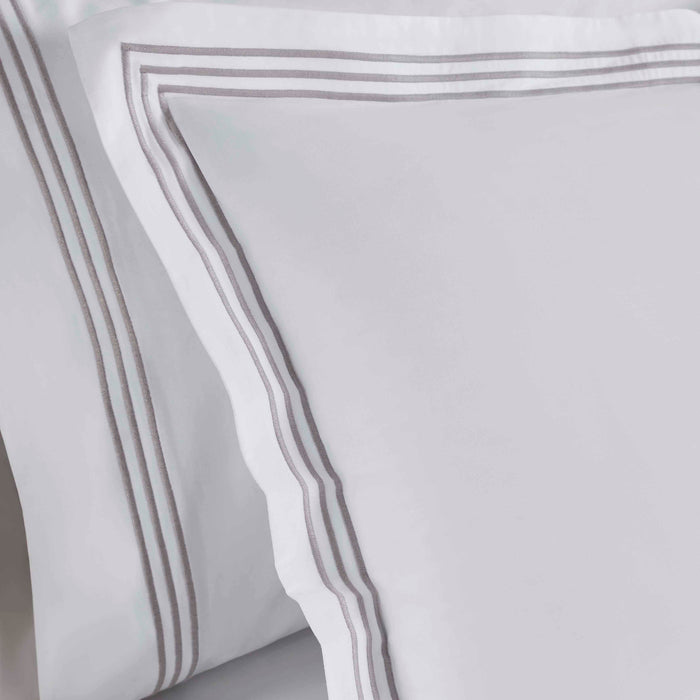 Brandon Cotton Three-Line Embroidered 3-Piece Duvet Cover Set