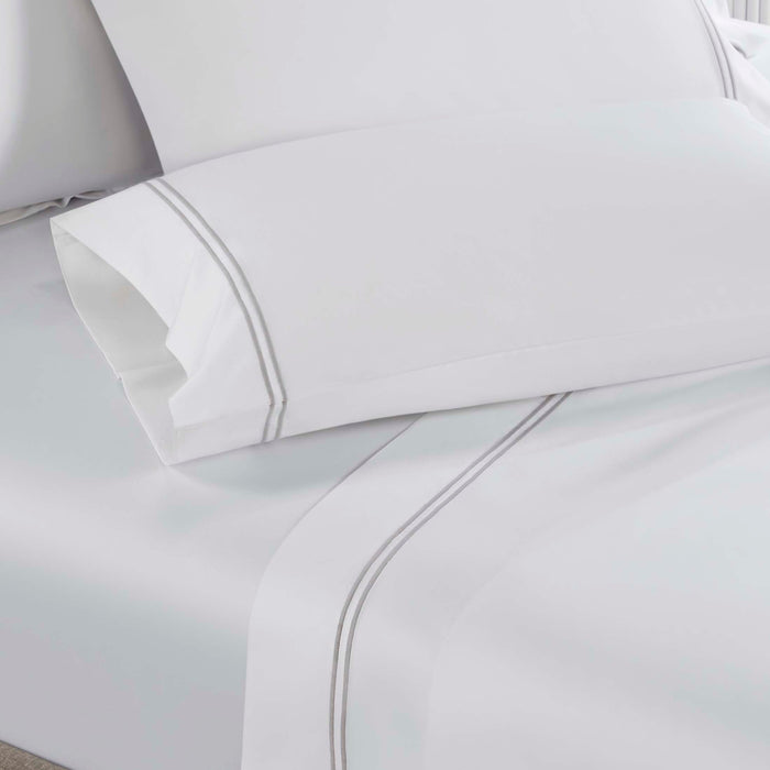 Fieldstone Cotton Two-Line Embroidered Deep Pocket Bed Sheet Set