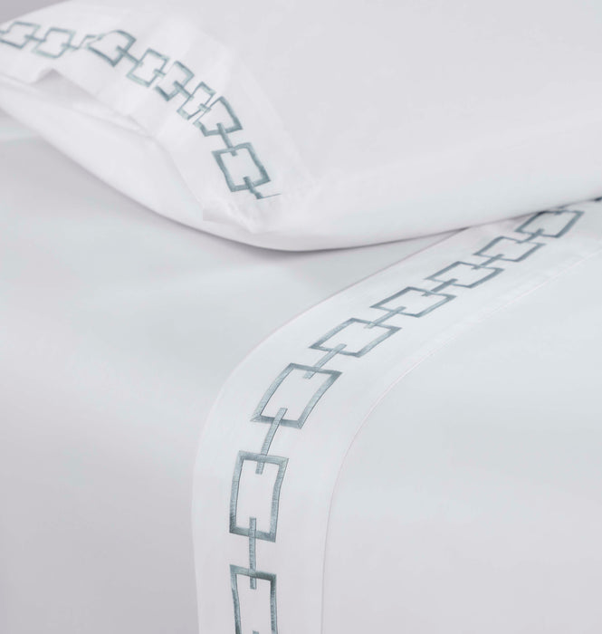 Chain Links Cotton Embroidered Deep Pocket Bed Sheet Set