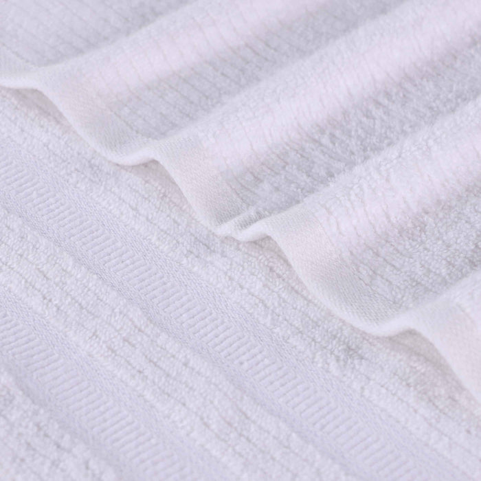 Zero Twist Cotton Ribbed Geometric Border Plush 3 Piece Towel Set