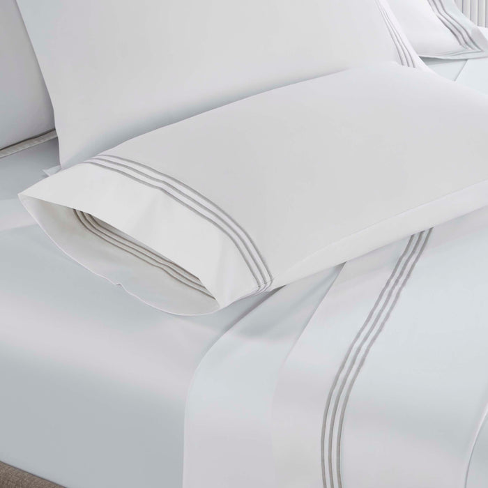 Brandon Cotton Three-Line Embroidered Deep Pocket Bed Sheet Set