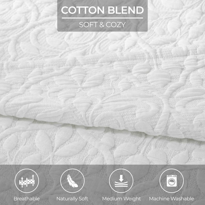 Vineyard Cotton Blend Medium Weight Matelasse Woven Coverlet