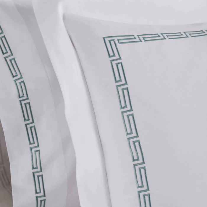 Harrison Cotton Greek Key Embroidered 3-Piece Duvet Cover Set