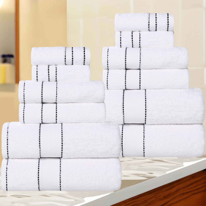 Niles Egypt Produced Giza Cotton Dobby Absorbent 12 Piece Towel Set