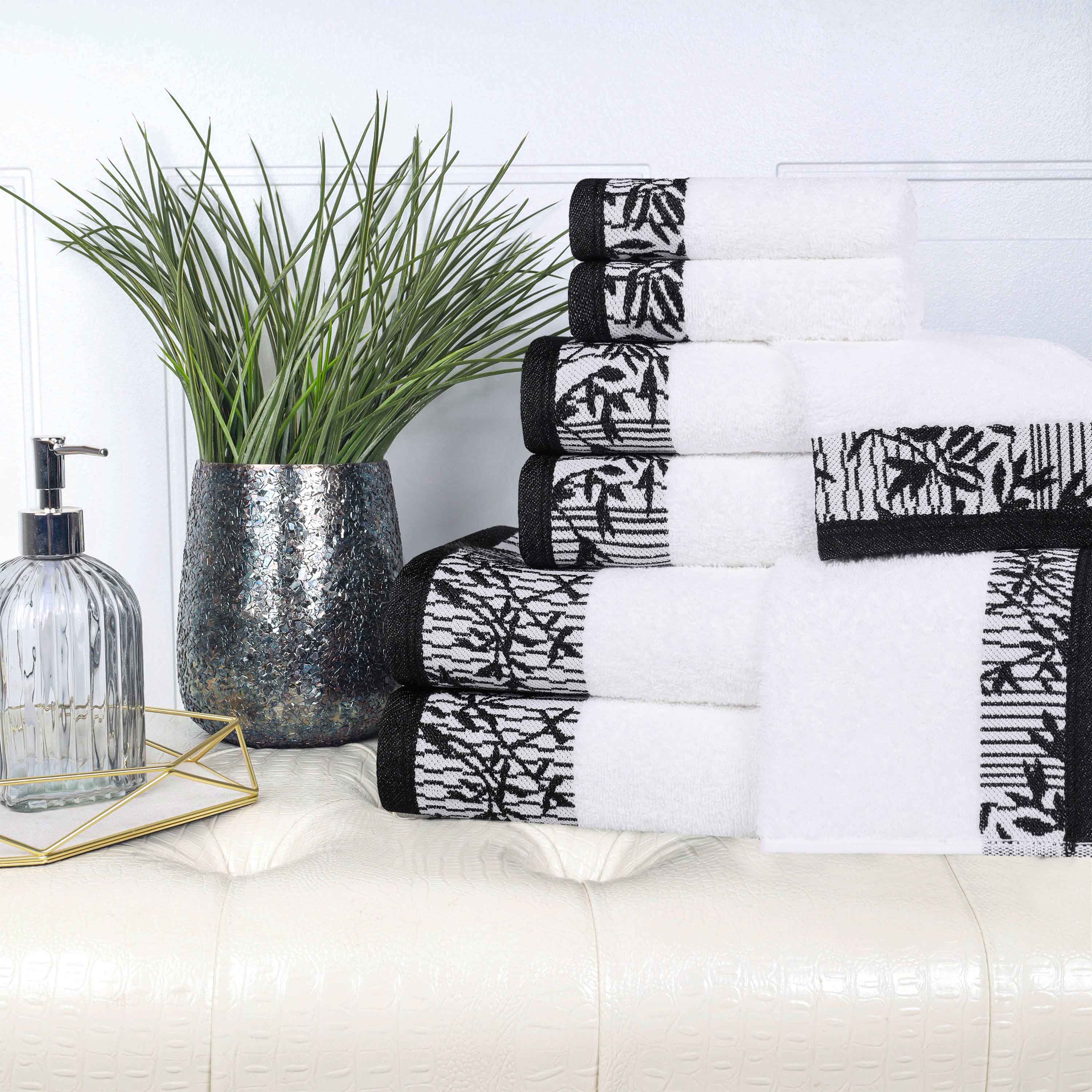 Wisteria Cotton Floral Embroidered Jacquard Border 8-Piece Towel Set - Blue Nile Mills