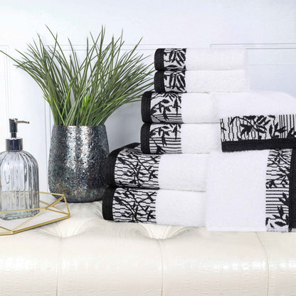 Wisteria Cotton Floral Embroidered Jacquard Border 8-Piece Towel Set - Blue Nile Mills