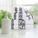 Athens Cotton with Greek Scroll and Floral Pattern 8-Piece Towel Set - White-Black