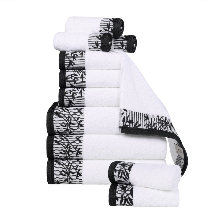 Wisteria Cotton Floral Embroidered Jacquard 12-Piece Towel Set