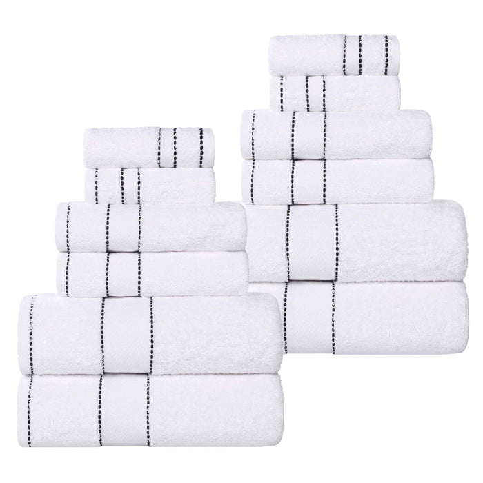 Niles Egypt Produced Giza Cotton Dobby Absorbent 12 Piece Towel Set