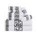 Athens Cotton with Greek Scroll and Floral Pattern 8-Piece Towel Set - White-Black