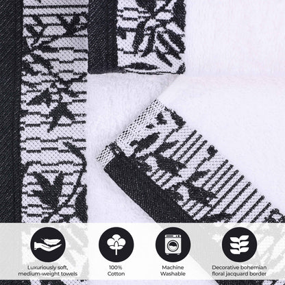 Wisteria Cotton Floral Embroidered Jacquard Border 8-Piece Towel Set - Blue Nile Mills