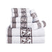 Athens Cotton with Greek Scroll and Floral Pattern 8-Piece Towel Set - White-Chocolate