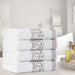 Athens Cotton Greek Scroll and Floral 4 Piece Assorted Bath Towel Set - White-Chrome