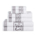 Athens Cotton Greek Scroll and Floral 6-Piece Assorted Towel Set - White-Chrome