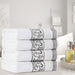 Athens Cotton Greek Scroll and Floral 4 Piece Assorted Bath Towel Set - White-Gray