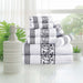 Athens Cotton with Greek Scroll and Floral Pattern 8-Piece Towel Set - White-Gray